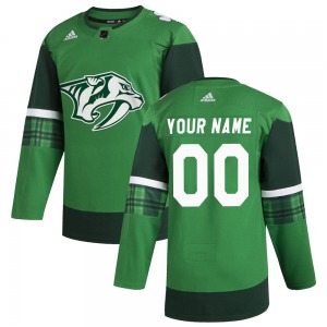 Custom Nashville Predators Adidas Youth Authentic Custom 2020 St. Patrick's Day Jersey (Green)