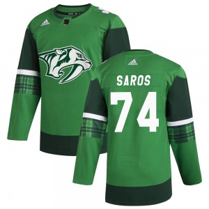 Juuse Saros Nashville Predators Adidas Youth Authentic 2020 St. Patrick's Day Jersey (Green)