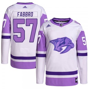 Dante Fabbro Nashville Predators Adidas Authentic Hockey Fights Cancer Primegreen Jersey (White/Purple)