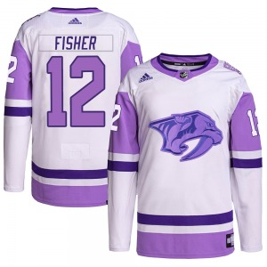Mike Fisher Nashville Predators Adidas Authentic Hockey Fights Cancer Primegreen Jersey (White/Purple)