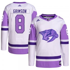 Stu Grimson Nashville Predators Adidas Authentic Hockey Fights Cancer Primegreen Jersey (White/Purple)