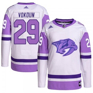 Tomas Vokoun Nashville Predators Adidas Authentic Hockey Fights Cancer Primegreen Jersey (White/Purple)