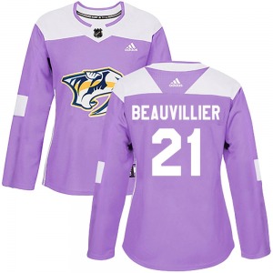 Anthony Beauvillier Nashville Predators Adidas Women's Authentic Fights Cancer Practice Jersey (Purple)