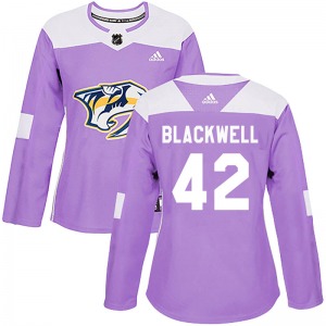 Colin Blackwell Nashville Predators Adidas Women's Authentic Fights Cancer Practice Jersey (Purple)