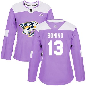 Nick Bonino Nashville Predators Adidas Women's Authentic Fights Cancer Practice Jersey (Purple)