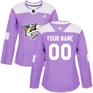Custom Nashville Predators Adidas Women's Authentic Custom Fights Cancer Practice Jersey (Purple)