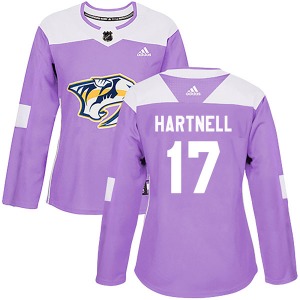 Scott Hartnell Nashville Predators Adidas Women's Authentic Fights Cancer Practice Jersey (Purple)