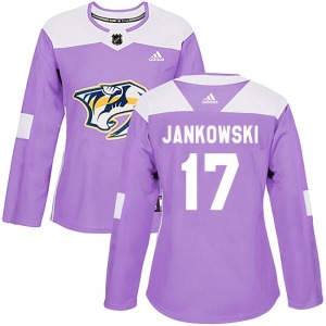 Mark Jankowski Nashville Predators Adidas Women's Authentic Fights Cancer Practice Jersey (Purple)