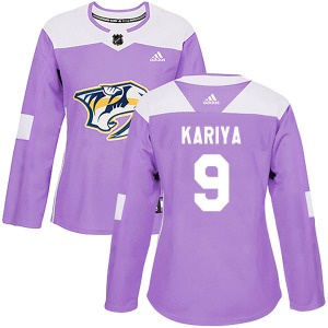Paul Kariya Nashville Predators Adidas Women's Authentic Fights Cancer Practice Jersey (Purple)