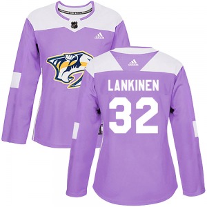 Kevin Lankinen Nashville Predators Adidas Women's Authentic Fights Cancer Practice Jersey (Purple)