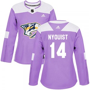 Gustav Nyquist Nashville Predators Adidas Women's Authentic Fights Cancer Practice Jersey (Purple)