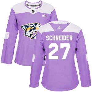 Cole Schneider Nashville Predators Adidas Women's Authentic Fights Cancer Practice Jersey (Purple)