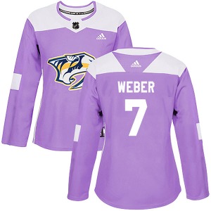 Yannick Weber Nashville Predators Adidas Women's Authentic Fights Cancer Practice Jersey (Purple)