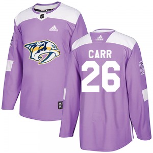 Daniel Carr Nashville Predators Adidas Authentic ized Fights Cancer Practice Jersey (Purple)