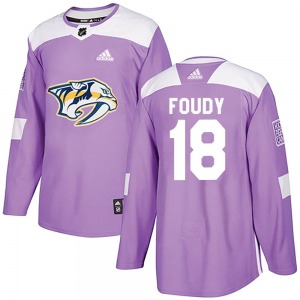 Liam Foudy Nashville Predators Adidas Authentic Fights Cancer Practice Jersey (Purple)