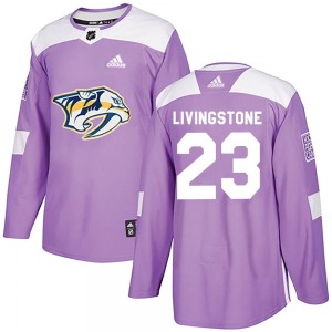 Jake Livingstone Nashville Predators Adidas Authentic Fights Cancer Practice Jersey (Purple)