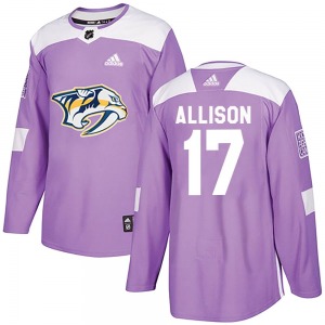 Wade Allison Nashville Predators Adidas Youth Authentic Fights Cancer Practice Jersey (Purple)