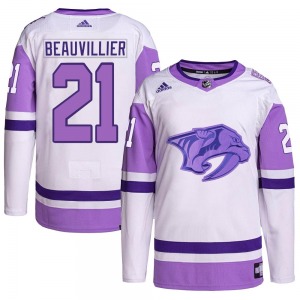 Anthony Beauvillier Nashville Predators Adidas Youth Authentic Hockey Fights Cancer Primegreen Jersey (White/Purple)
