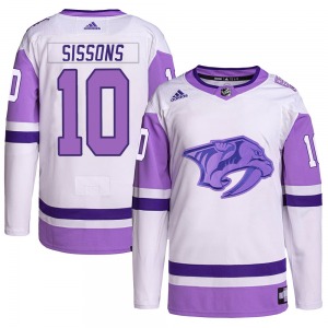 Colton Sissons Nashville Predators Adidas Youth Authentic Hockey Fights Cancer Primegreen Jersey (White/Purple)