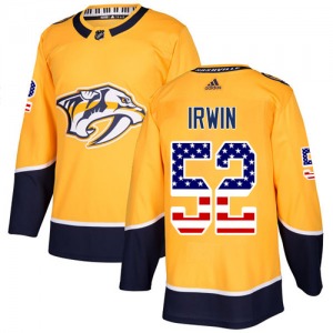 Matt Irwin Nashville Predators Adidas Authentic USA Flag Fashion Jersey (Gold)