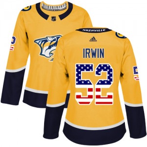 Matt Irwin Nashville Predators Adidas Women's Authentic USA Flag Fashion Jersey (Gold)