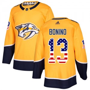 Nick Bonino Nashville Predators Adidas Authentic USA Flag Fashion Jersey (Gold)