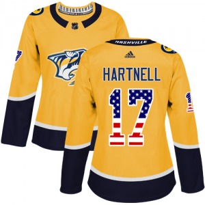 Scott Hartnell Nashville Predators Adidas Women's Authentic USA Flag Fashion Jersey (Gold)
