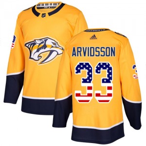 Viktor Arvidsson Nashville Predators Adidas Authentic USA Flag Fashion Jersey (Gold)